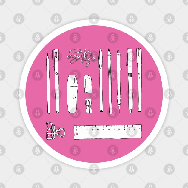 Stationery in pink Magnet by Aidi Riera